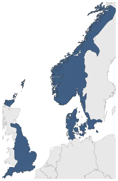 North Sea Empire (Denmark-Norway-England): Maximal extension of the polity